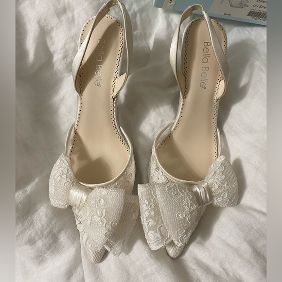 Bella Belle Francesca Lace Slingback Bow Heels - Picture 8 of 10